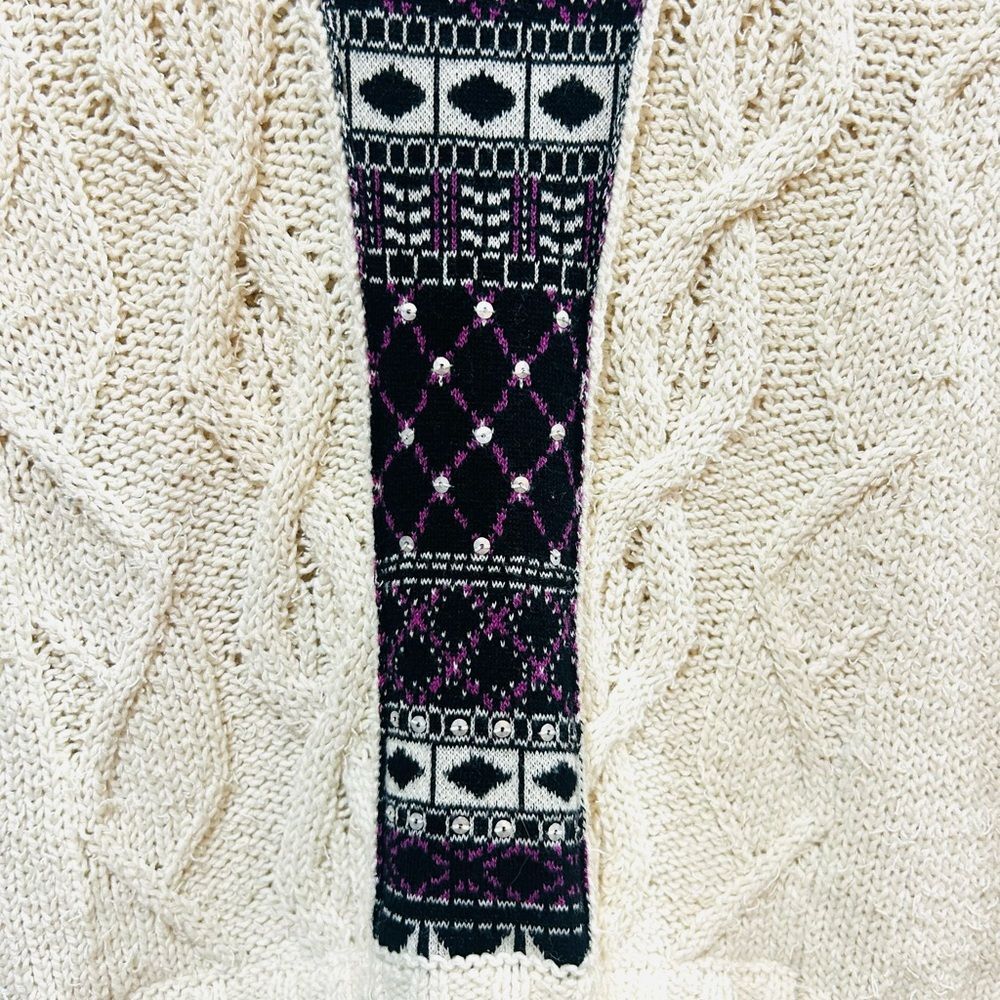 Anthropologie Angel of the North Algarve Nordic Folk Cable Knit Sweater Size M - Picture 9 of 12